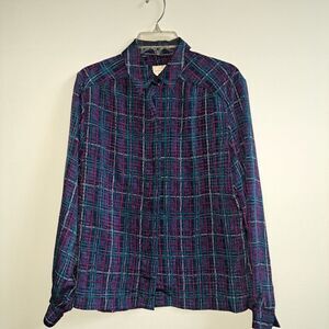 Pendleton Country Sophisticates Plaid Button Down Shirt Long Sleeve Purple Teal